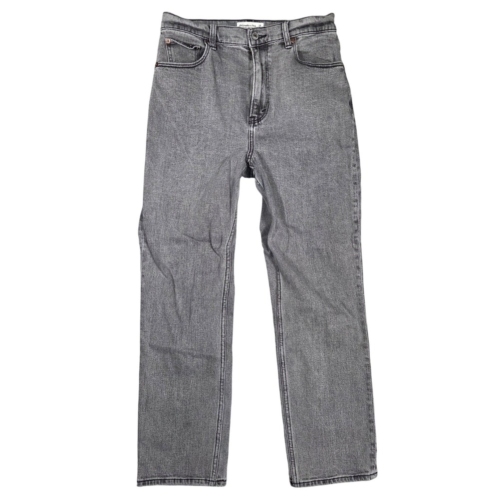 Abercrombie & Fitch Curve Love Ankle Straight Ultra High Rise Grey Jeans 28 6